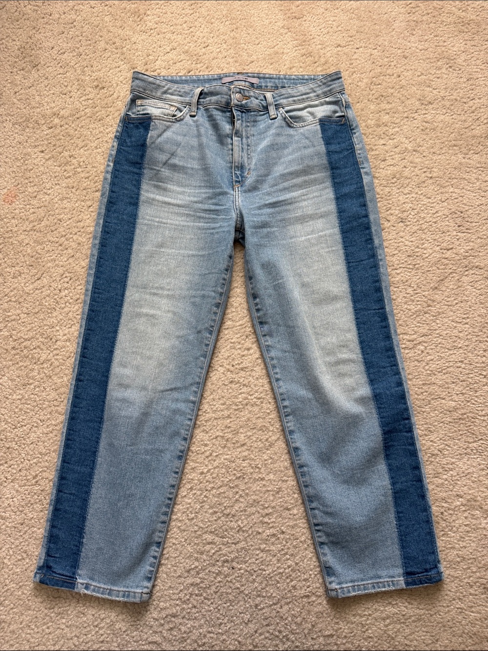 Joe's Jeans Light Blue Two-Tone Straight Leg with Dark Blue Side Panels- Size 31